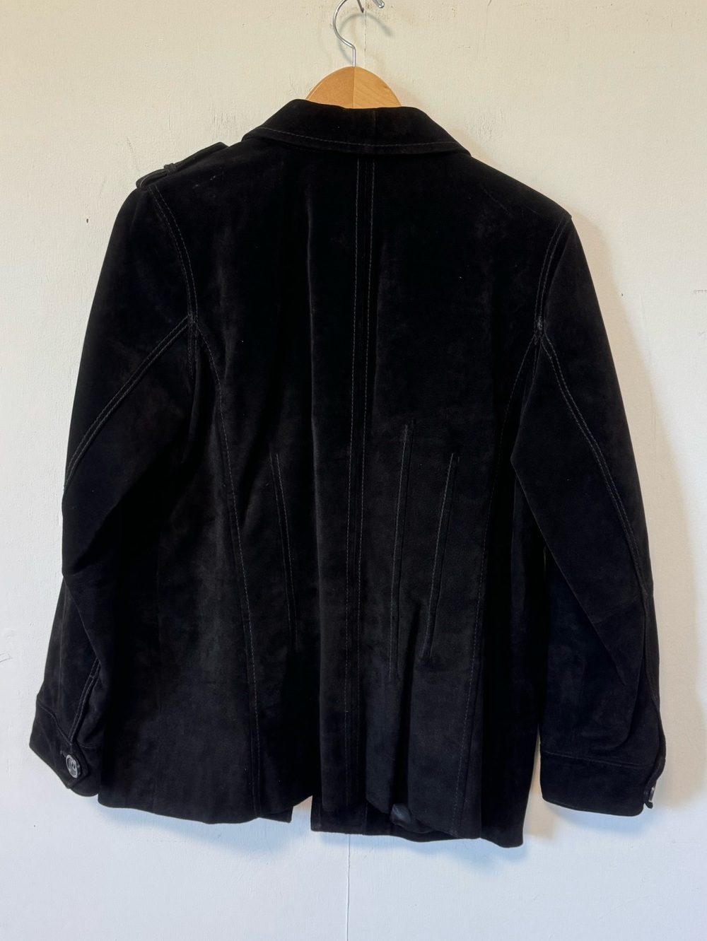Liz Claiborne Black Suede Leather Jacket Womens Large Y2K Vintage Zip Button - Picture 5 of 11